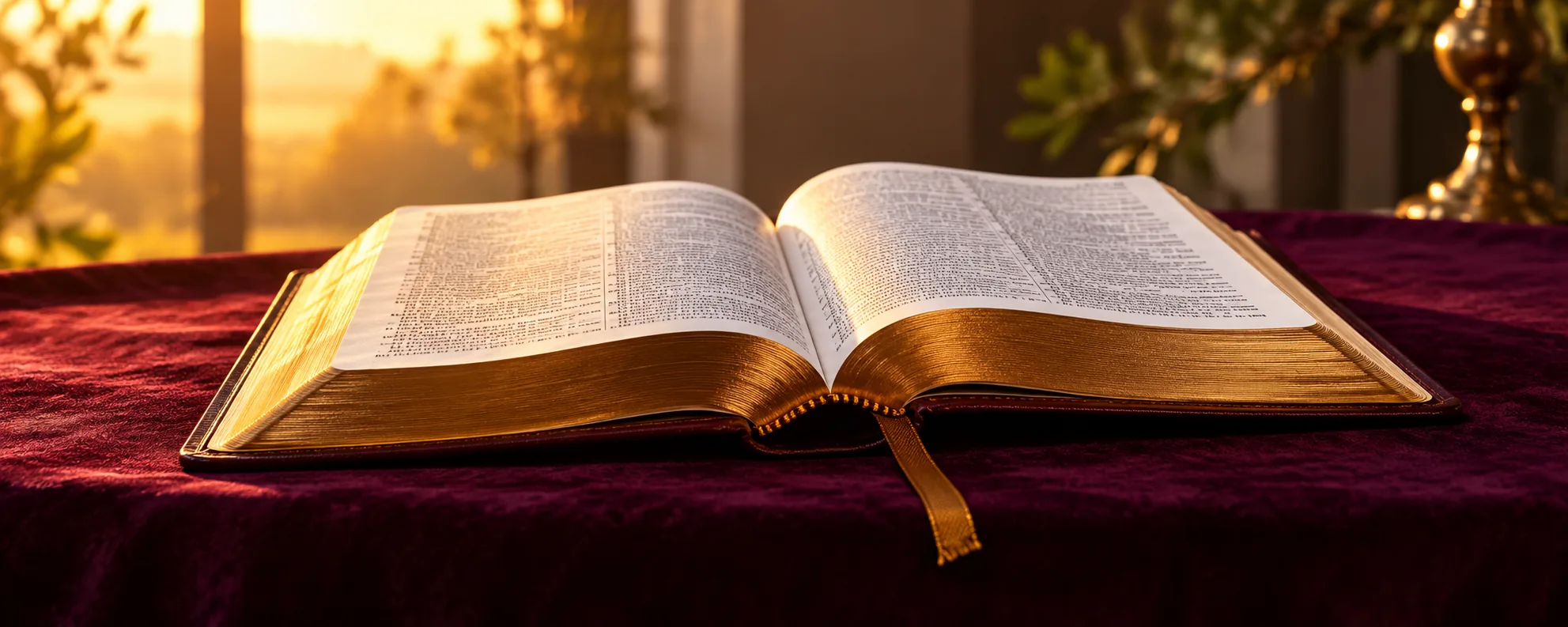 An open Bible in warm light